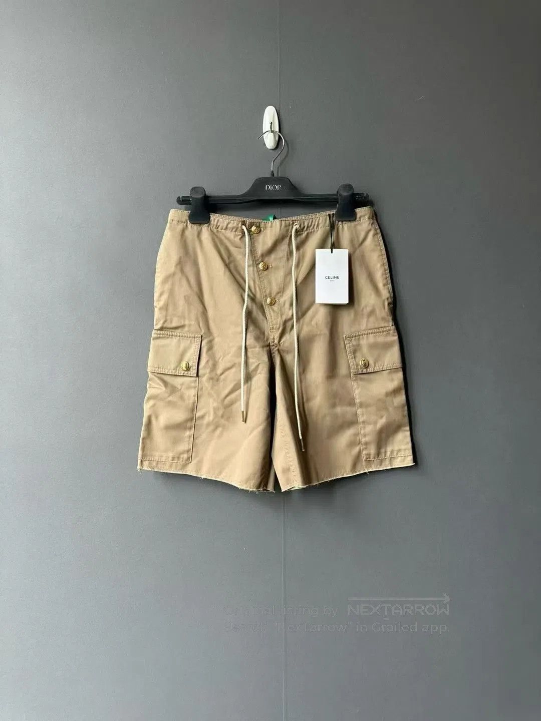 Celine CELINE Khaki Gold Button Shorts| Size US 34 / EU 50 - 1 Thumbnail