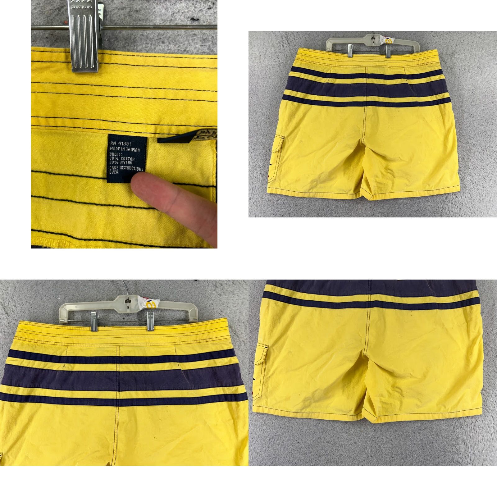 Polo Ralph Lauren Polo Ralph Lauren Trunks Mens 40 Yellow Blue Board Shorts Cargo Cotton Blend Striped™ Size US L / EU 52-54 / 3 - 9 Thumbnail