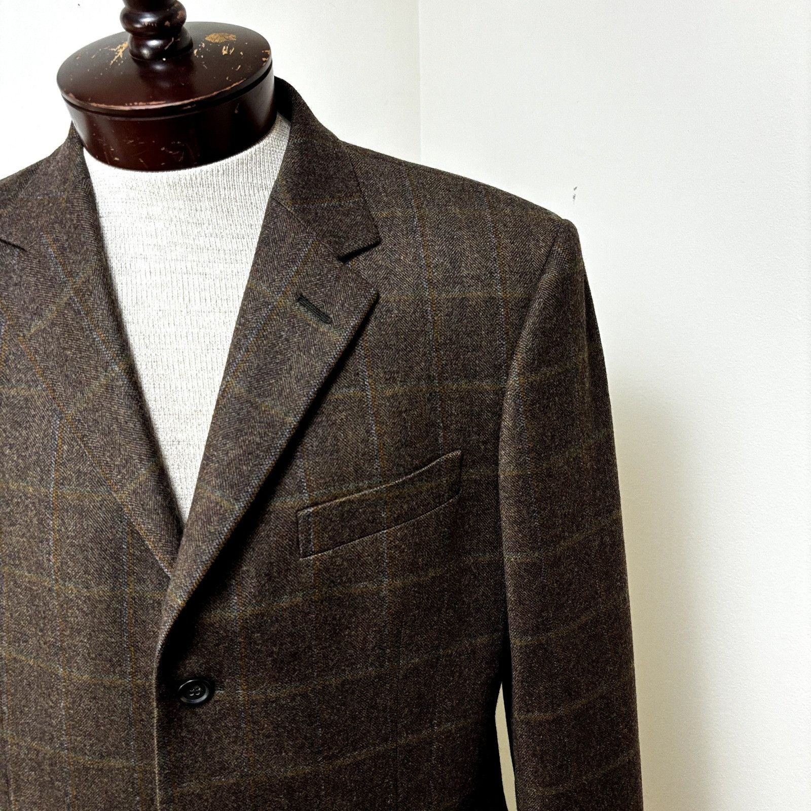 Other Gritti Zegna Sport Coat 50R It 40 US Windowpane Brown Flanne Size 40R - 14 Thumbnail
