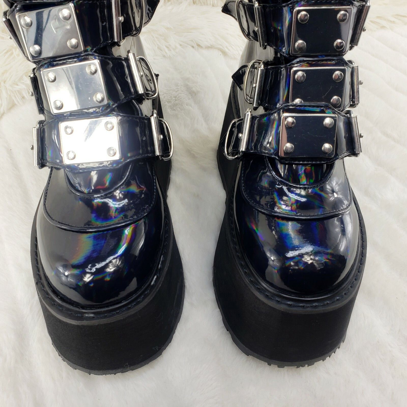 Other DEMONIA Damned 318 Multi Strap Goth Punk 3.5" Platform Boot Size US 11 / IT 41 - 3 Thumbnail