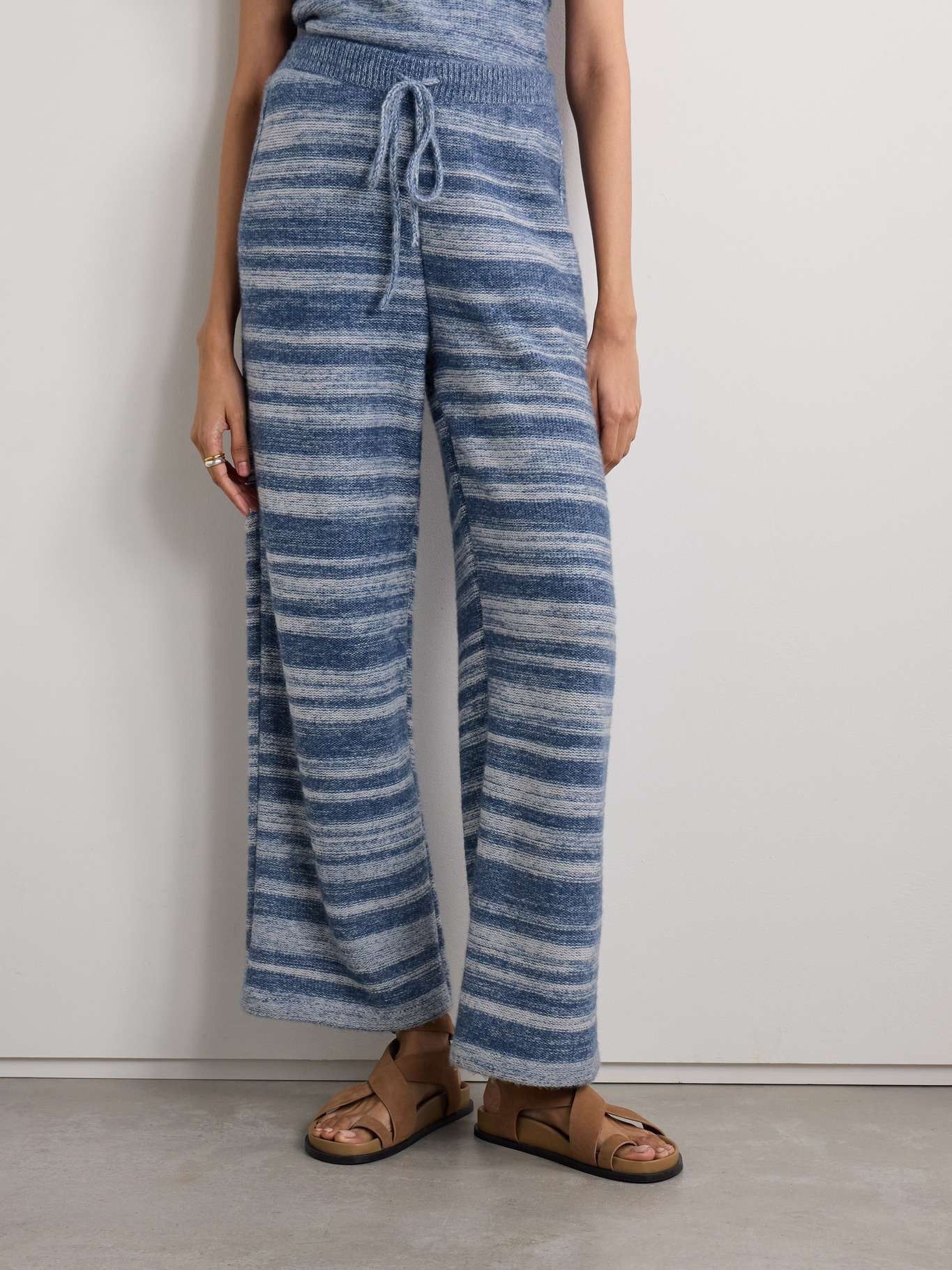 The Elder Statesman $1200 The Elder Statesman Nimbus Crest Cashmere Stripe Pants Size 30" / US 8 / IT 44 - 2 Thumbnail