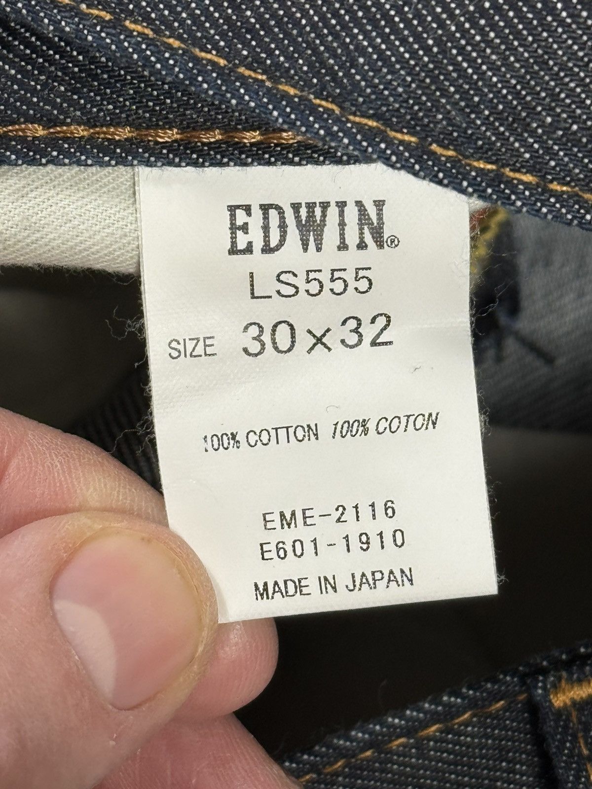 Edwin EDWIN LS555 Made In Japan Vintage Selvedge Navy Jeans Size US 30 / EU 46 - 11 Thumbnail