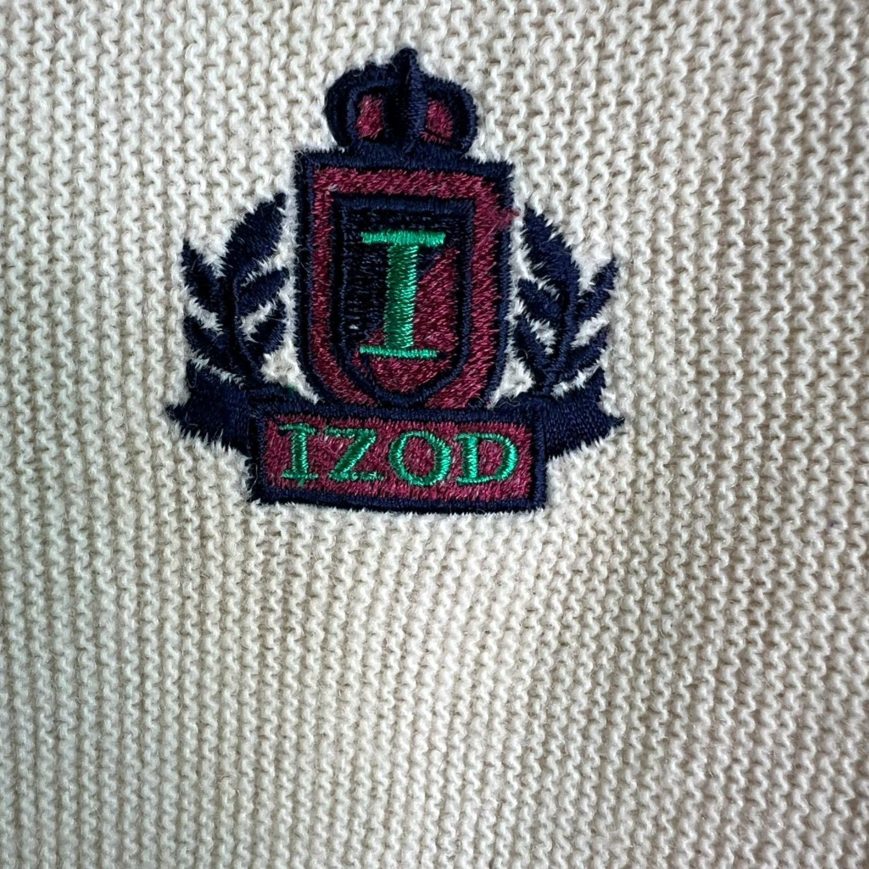 Izod VINTAGE IZOD Cardigan Sweater Mens L Ivory Acrylic V-Neck Button Knit All Seasons USA Size US L / EU 52-54 / 3 - 2 Thumbnail