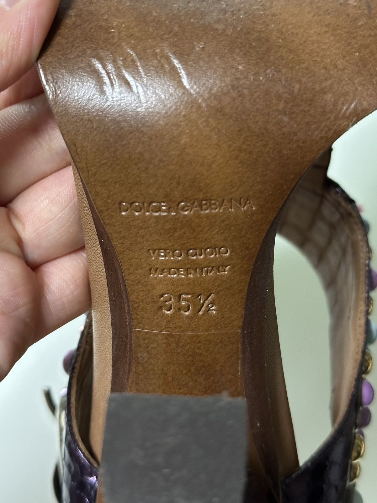 Dolce & Gabbana DOLCE&GABBANA Stud Leather Slingback Sandals Size US 5.5 / IT 35.5 - 11 Thumbnail