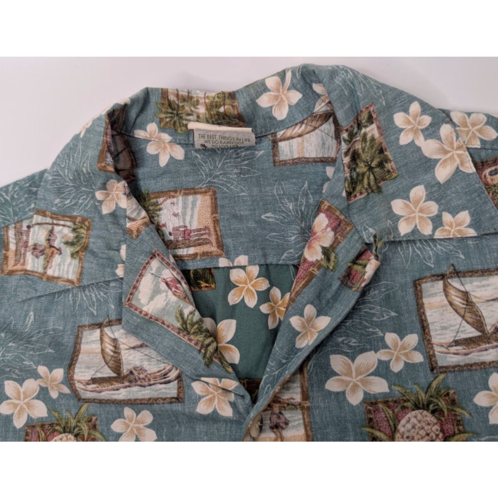 Vivobarefoot VTG Go Barefoot Shirt Men's L Collared Floral Hawaiian Reverse Loop Collar Surf Blue Vintage Hawaii Beachwear Size US L / EU 52-54 / 3 - 6 Thumbnail