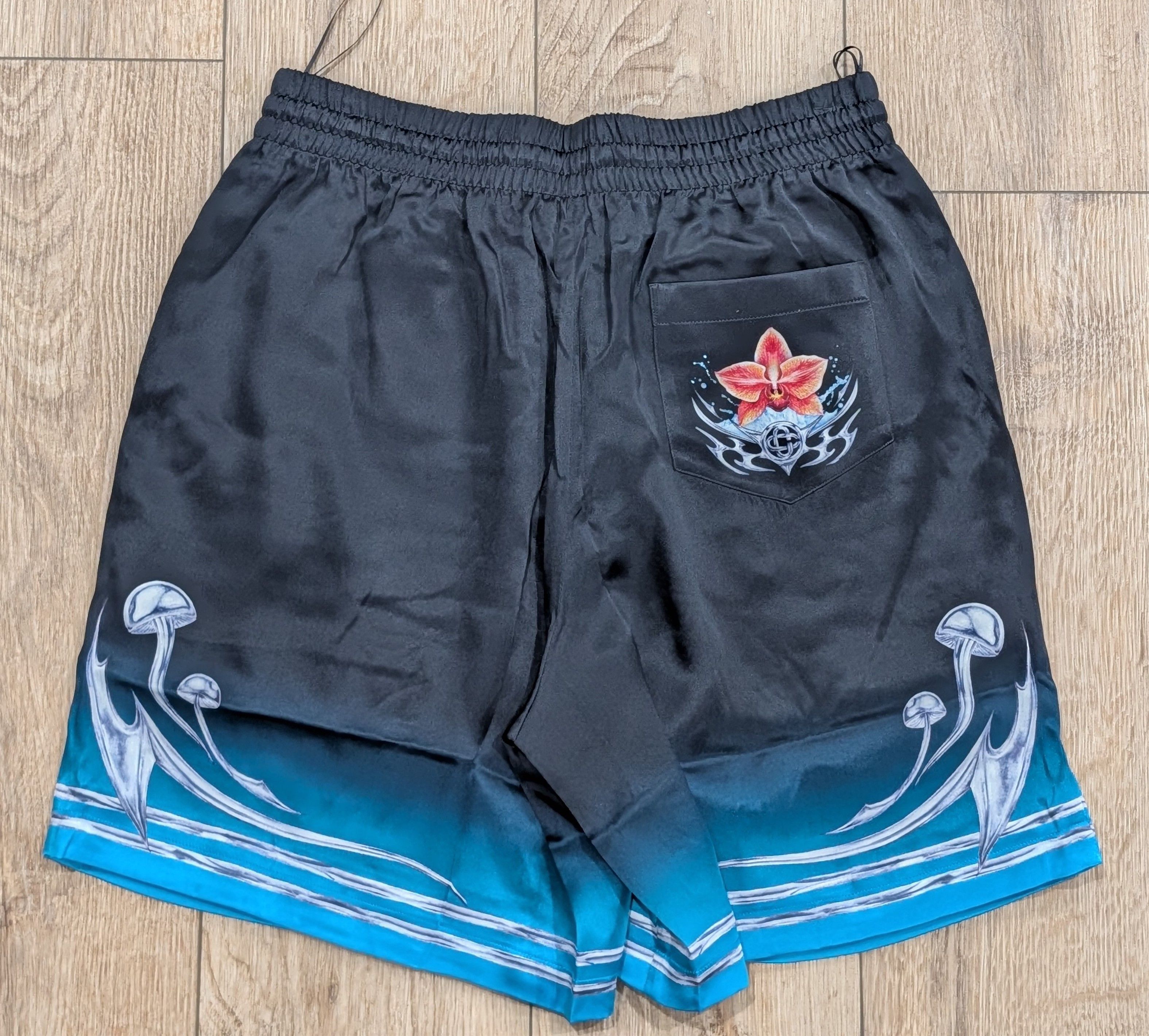 Casablanca Casablanca "Blades" Silk Shorts Dark Blue Multi Medium Size US 32 / EU 48 - 4 Thumbnail