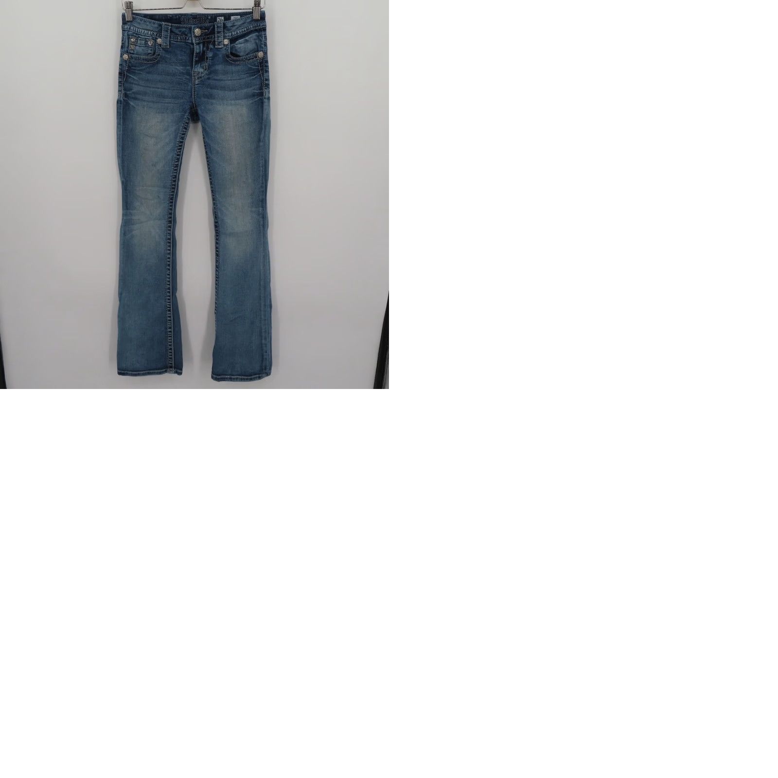 Miss Me Miss Me Chloe Boot Jeans Bootcut 26 Women Blue Denim Distressed 5-Pocket Pockets Cotton Blend Leather? (No) Size 26" / US 2 / IT 38 - 10 Thumbnail