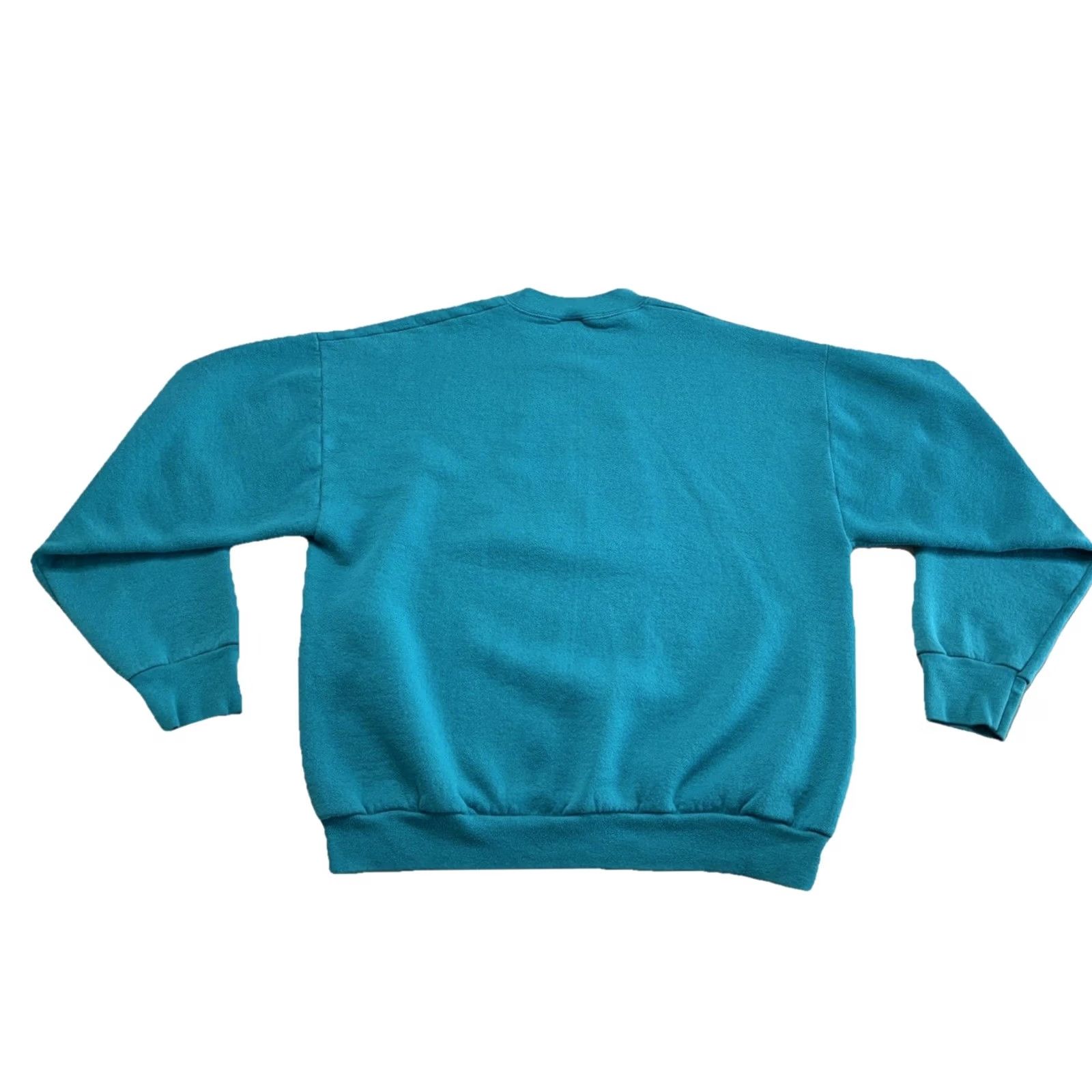Fruit Of The Loom VINTAGE A is For embroidered Letter A Sweatshirt USA Fruit Of The Loom XL Teal Unisex Adults Crew Neck Long Sleeve Pullover 90s School Cotton Blend Size US XL / EU 56 / 4 - 6 Thumbnail