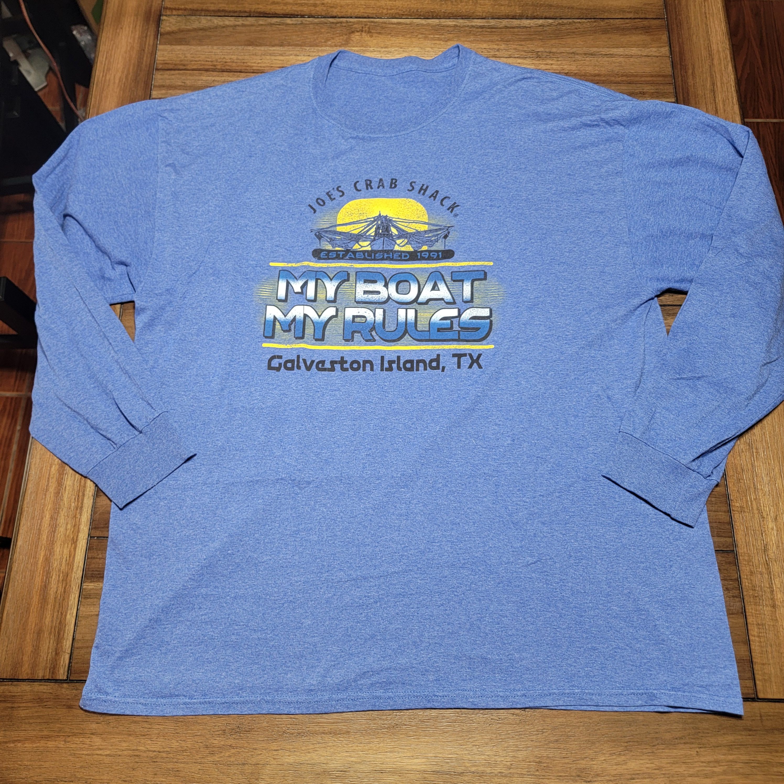 Other Joe's Crab Shack LS Tee "My Boat My.. Galveston Island Tx" Size US XXL / EU 58 / 5 - 1 Thumbnail