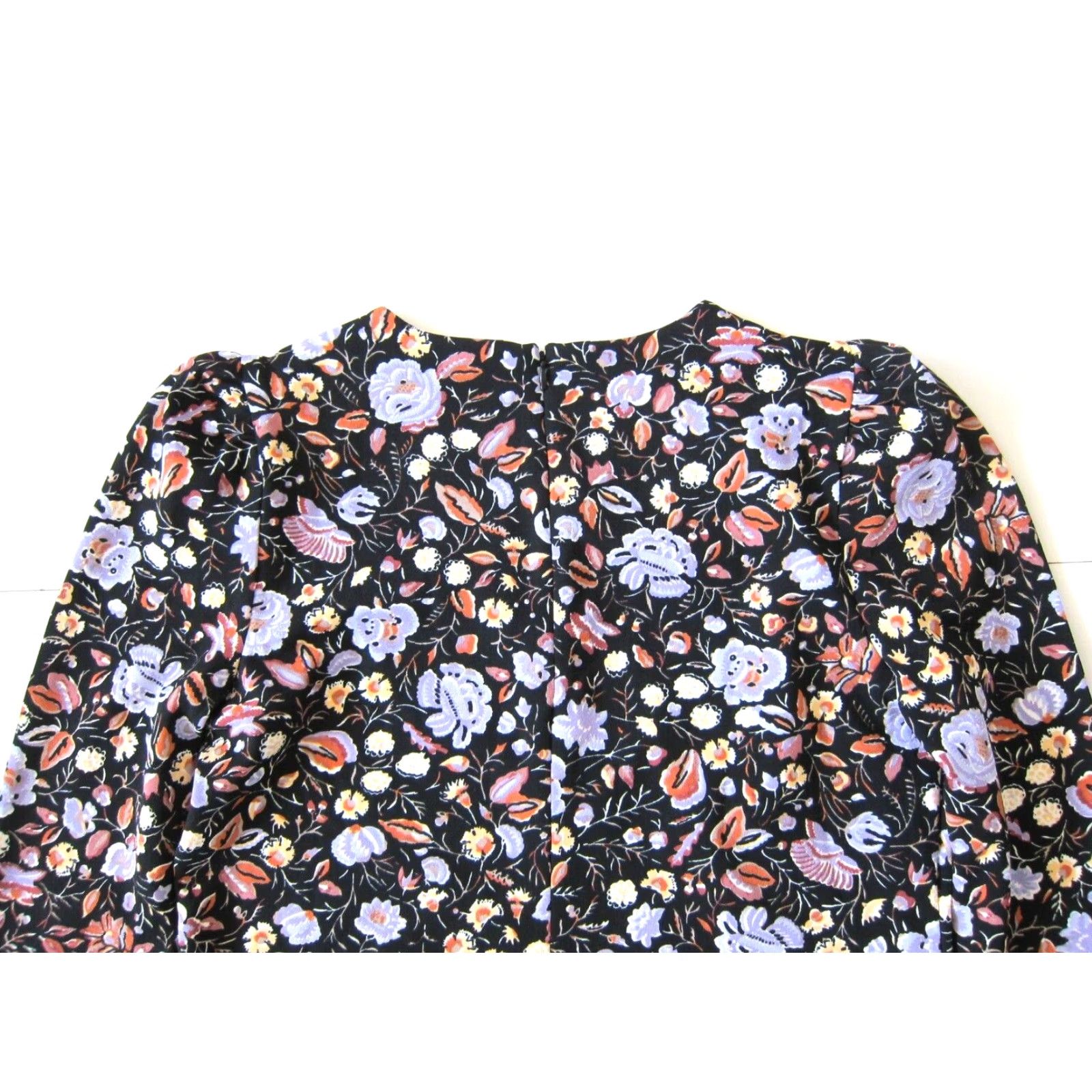 Ann Taylor Ann Taylor Black Purple Orange Stretch Long Sleeve High Neck Blouse Small Size S / US 4 / IT 40 - 3 Thumbnail