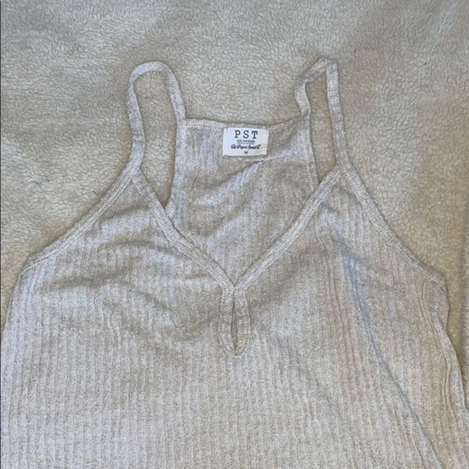 Other Project Social T Ribbed V-Neck Tank Top in Light Tan | Sz M Size M / US 6-8 / IT 42-44 - 4 Thumbnail