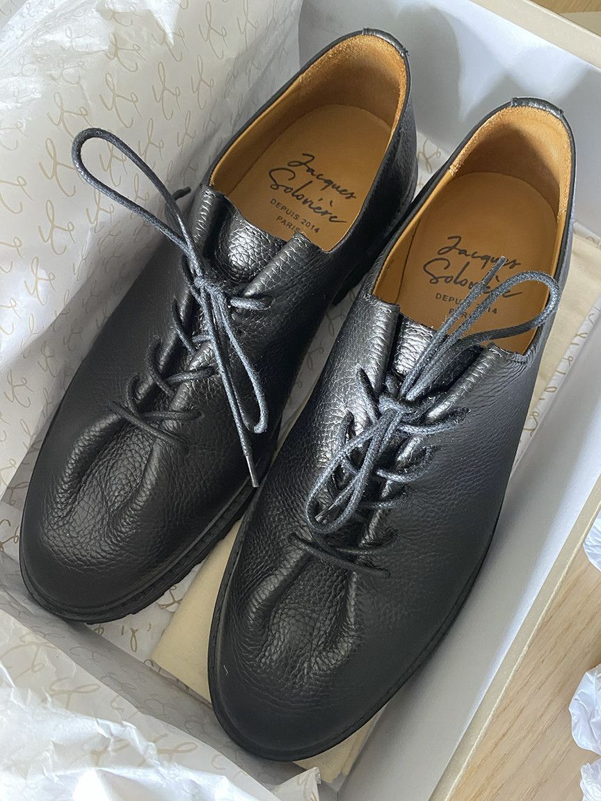 Jacques Soloviere 'Edouard' Lug Grained Black Leather