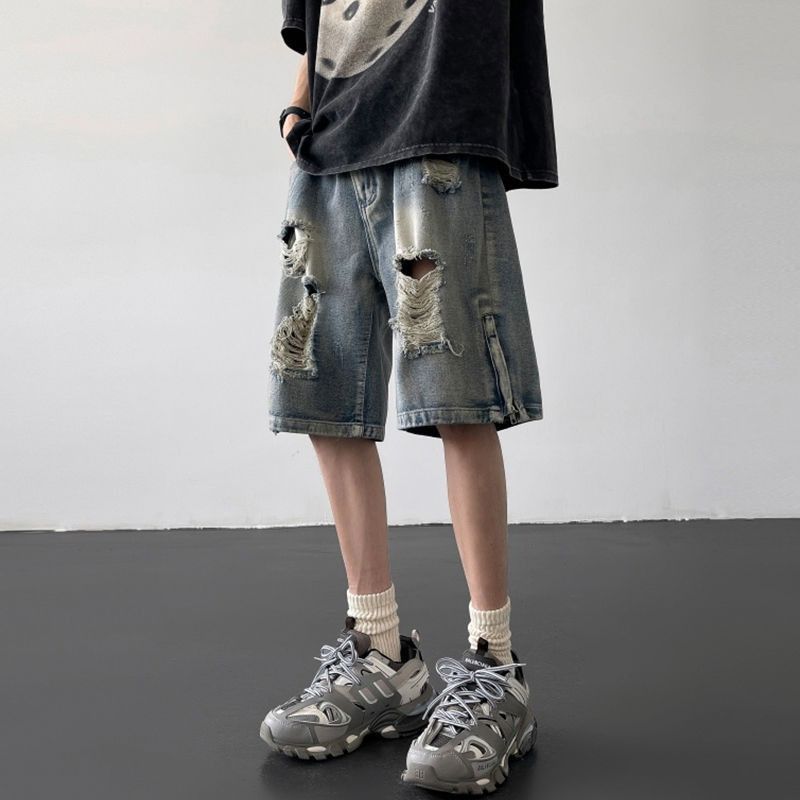 image of Jean Distressed Blue Baggy Denim Shorts, Men's (Size 32)