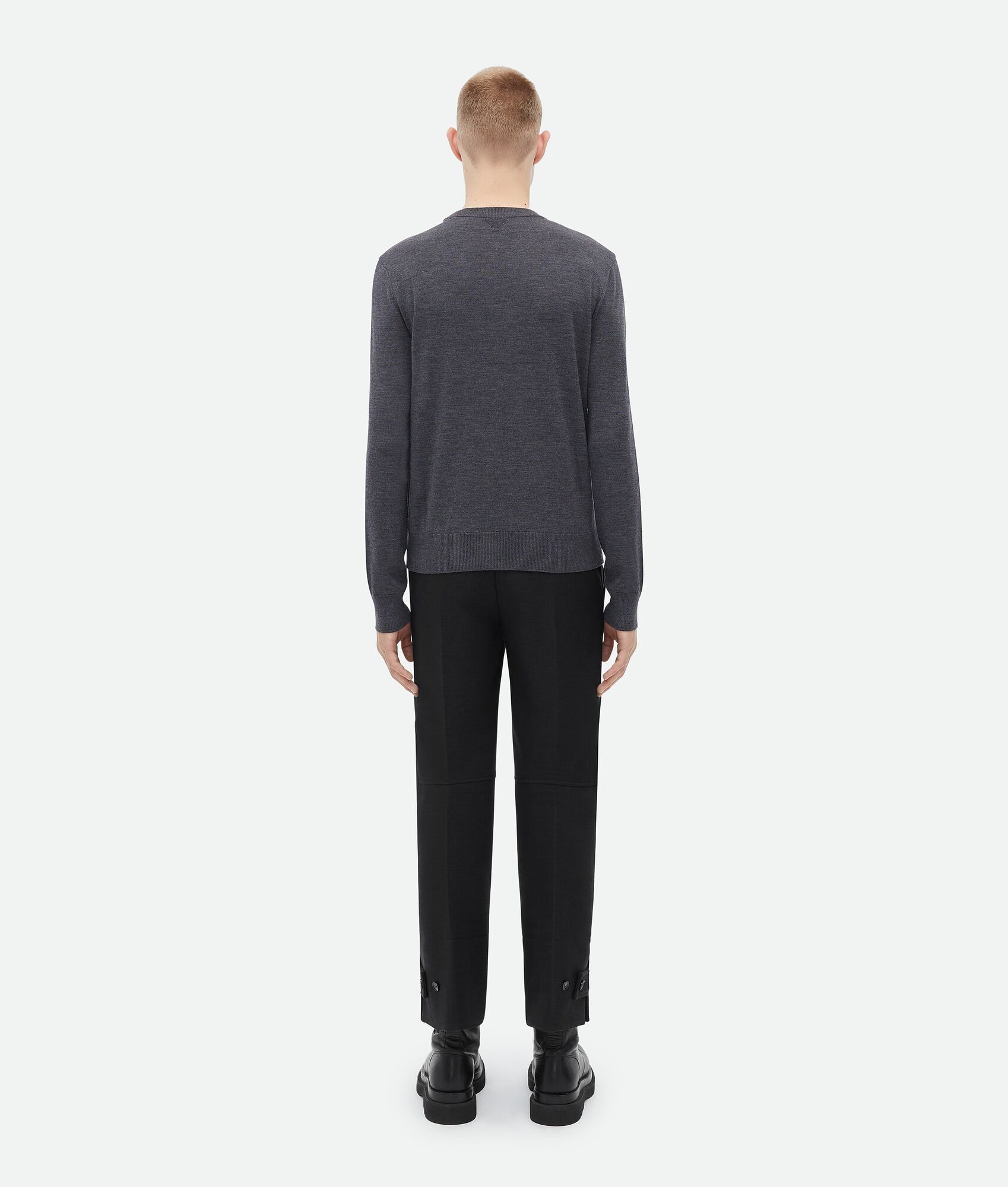 Bottega Veneta o1loc1c1025 730646 "Bv" Embroidery Wool Jumper Gray Melange Size US S / EU 44-46 / 1 - 3 Thumbnail