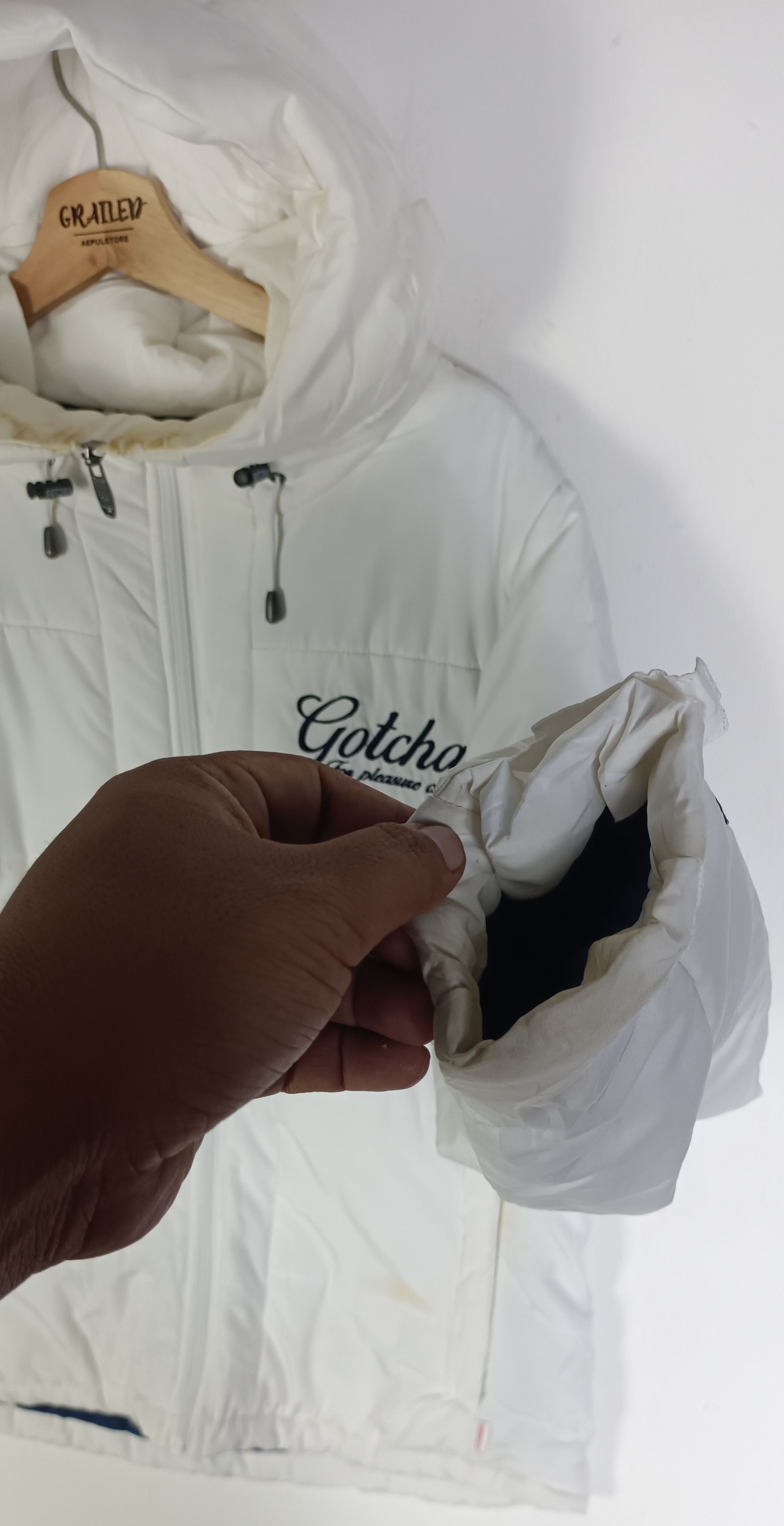 Gotcha GOTCHA Big Spell Out Puffer Hoodie Jacket Size US M / EU 48-50 / 2 - 16 Thumbnail