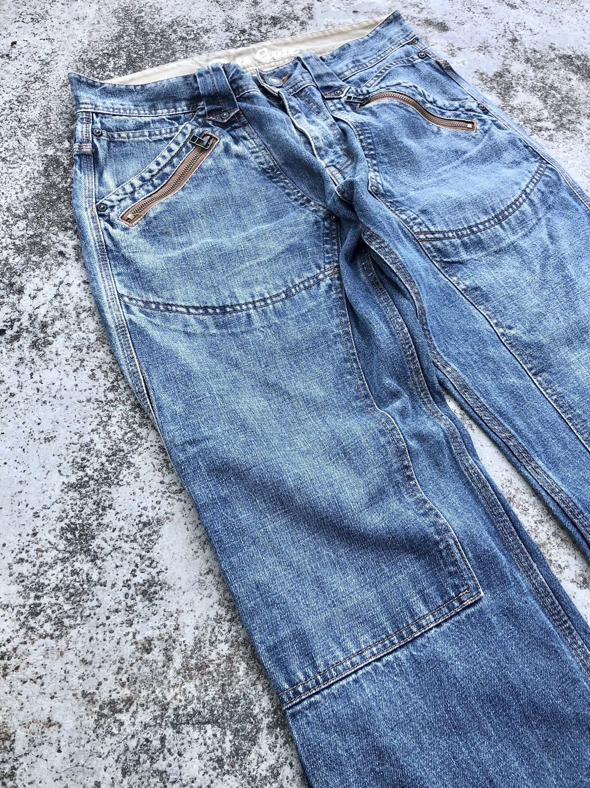 Japanese Brand DOUBLE KNEE BUCKLE BACK JEANS Size US 33 - 5 Thumbnail