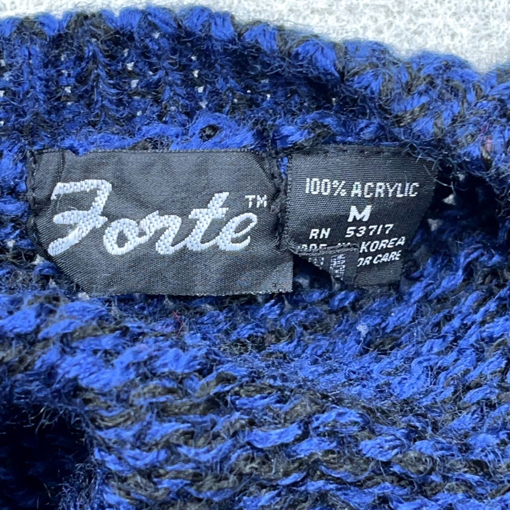Fortela Vintage Forte Geometric Cardigan Sweater Men M Blue 90s 80s Classic Preppy Teacher American Knit Full Zip Buttons Logo Size US M / EU 48-50 / 2 - 3 Thumbnail