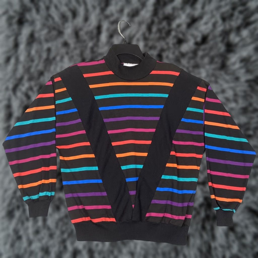 VINTAGE The Season Ticket Sweater 80’s-90’s USA Made Size L Multicolor Geometric Crew Neck Pullover Women Sweater Men's?