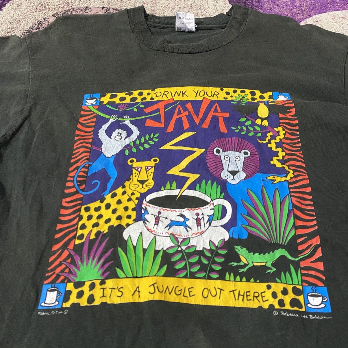 Fruit Of The Loom × Vintage Vintage 90’s Cookworks Drink Your Java Promo Art Tshirt Size US L / EU 52-54 / 3 - 4 Thumbnail