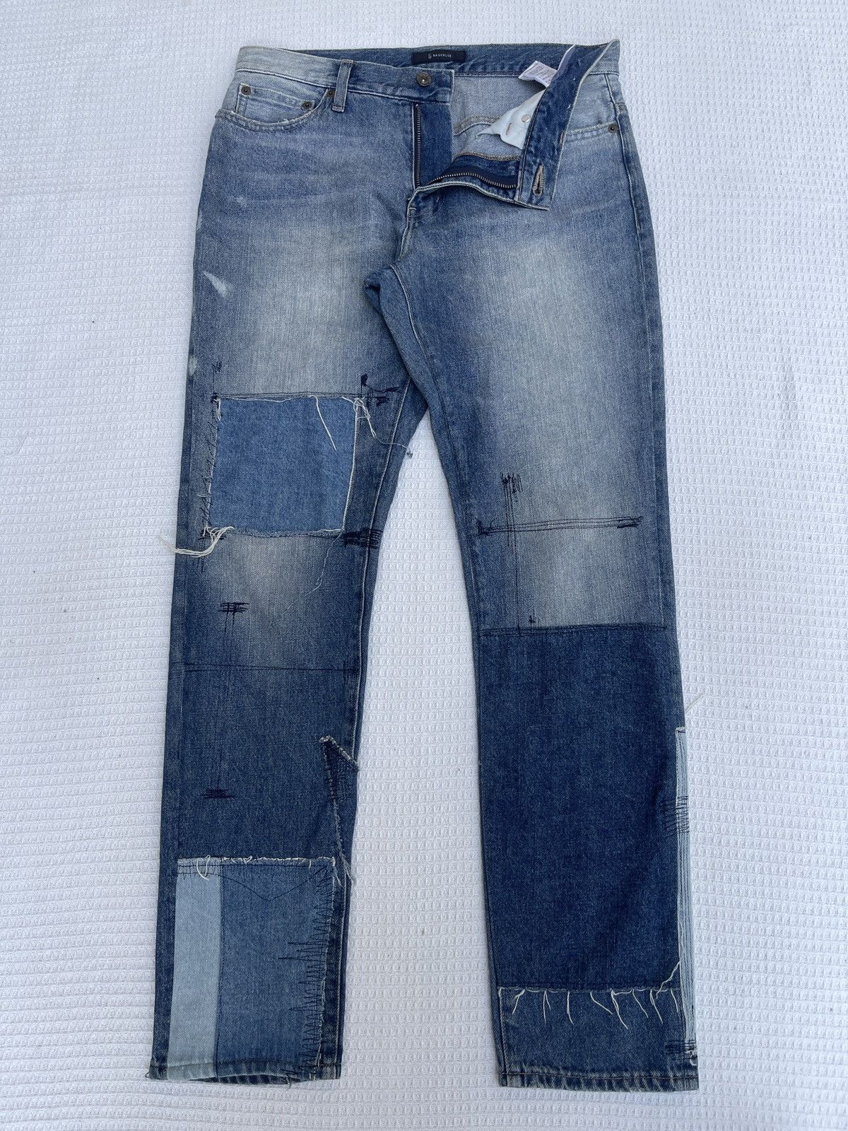 Japanese Brand Rare🔥Japanese Designer 6 Rage Blue Patchwork Jeans Size US 31 - 1 Thumbnail