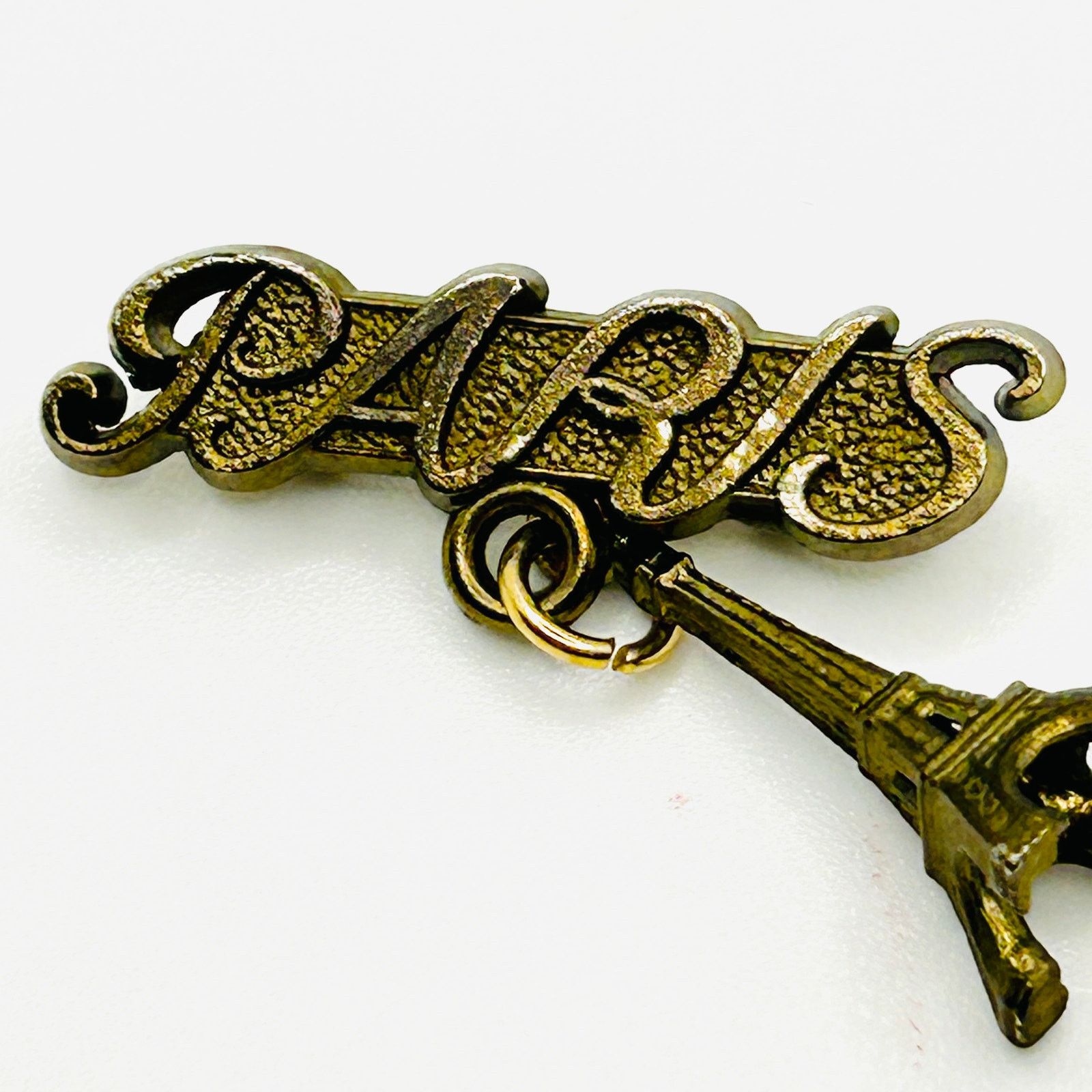 Vintage 60s Paris Eiffel Tower Gold Script Souvenir Brooch Pin Size ONE SIZE - 4 Thumbnail