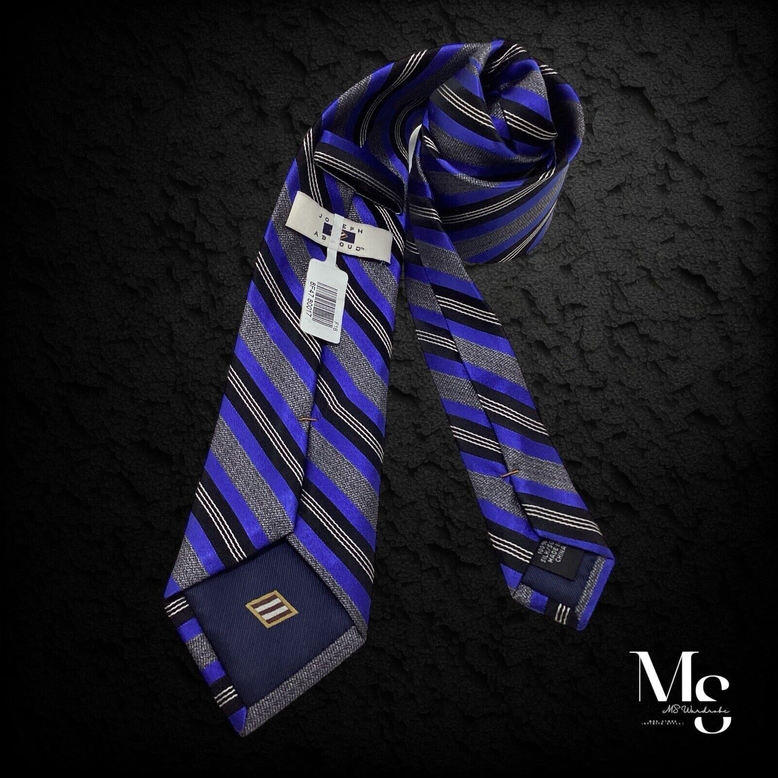 Joseph Abboud JOSEPH ABBOUD Blue Gray Striped Luxury Silk Tie W: 3" NWT Size ONE SIZE - 2 Thumbnail