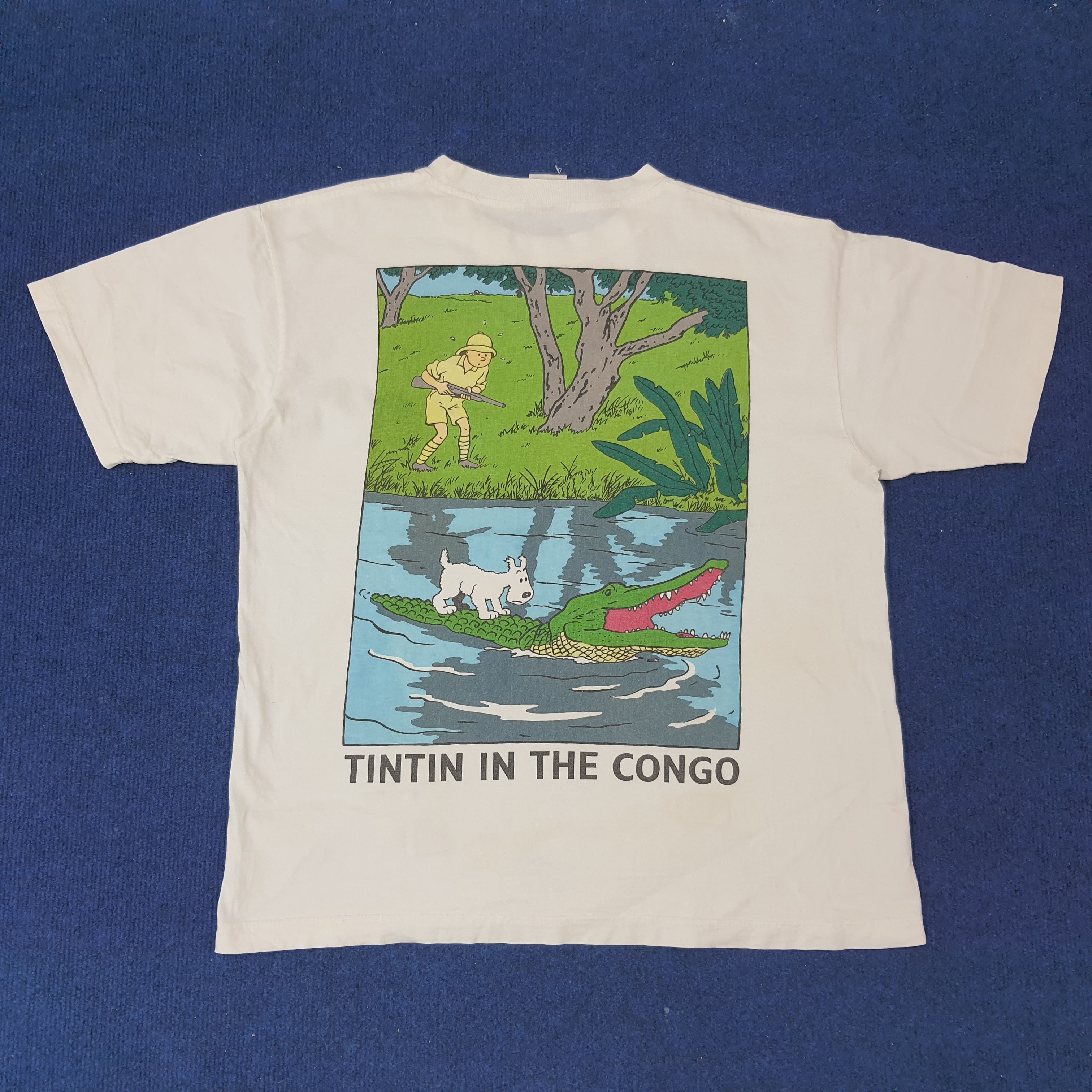 Cartoon Network × Vintage Vintage Adventure of TinTin in The Congo Tshirt C219N44 Size US L / EU 52-54 / 3 - 1 Thumbnail