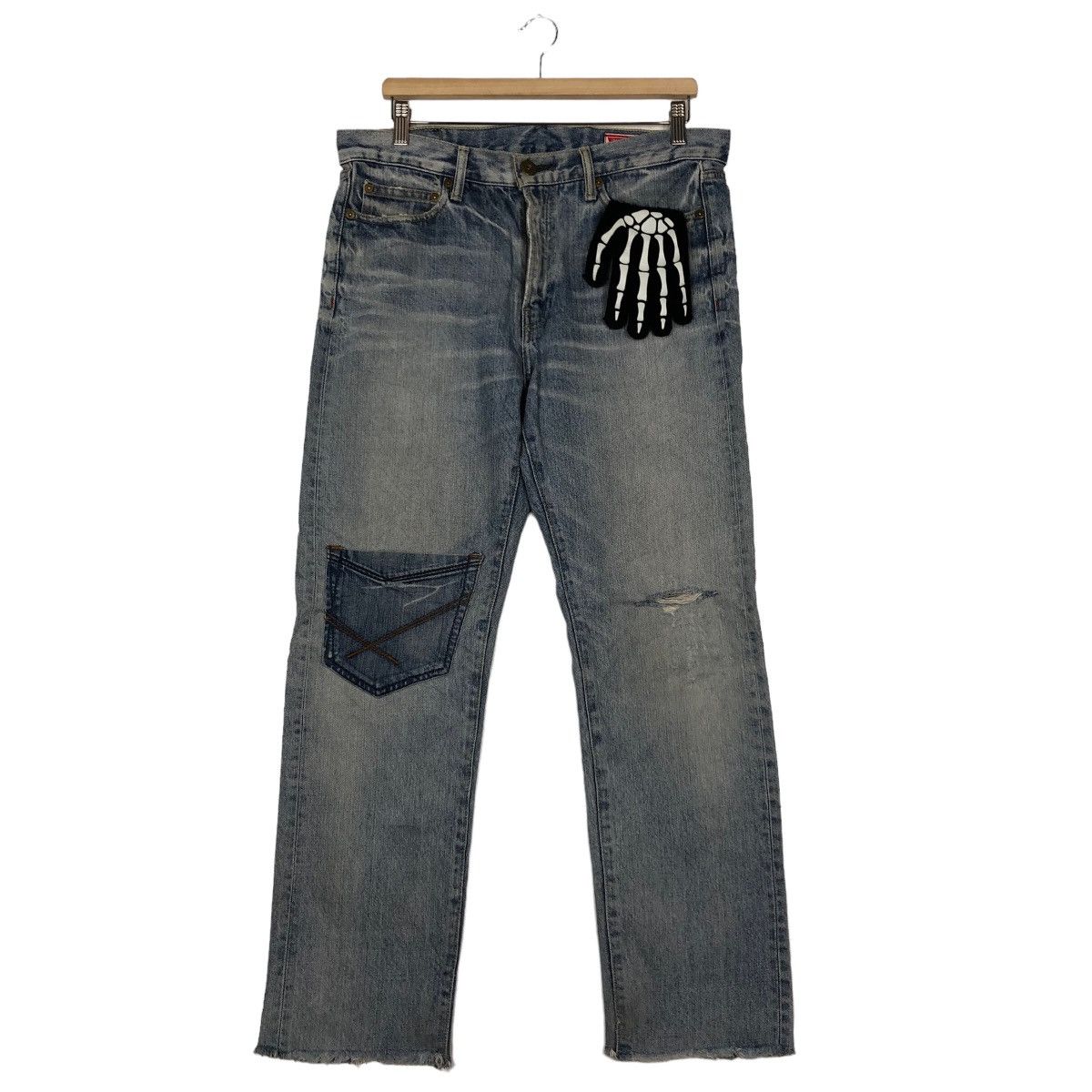 Japanese Brand 🔥VINTAGE RODEO CROWNS DISTRESSED JEANS PUNK DESIGN Size US 35 - 2 Thumbnail