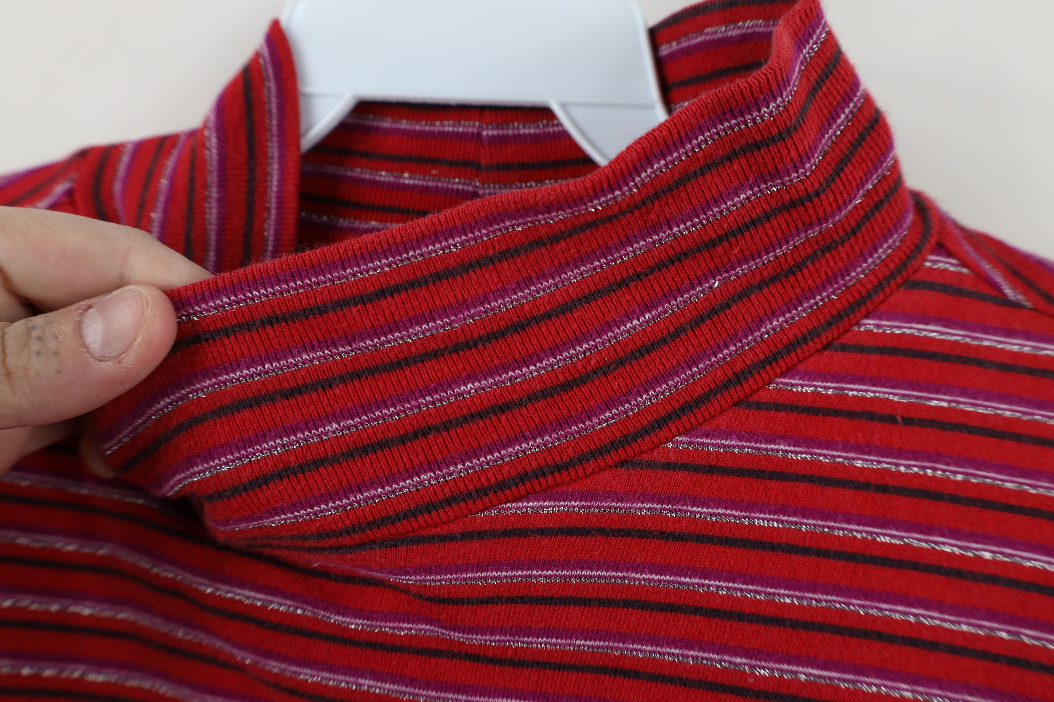 Vintage Vintage 90s Streetwear Striped Mock Neck Long Sleeve T-Shirt Size US S / EU 44-46 / 1 - 6 Thumbnail