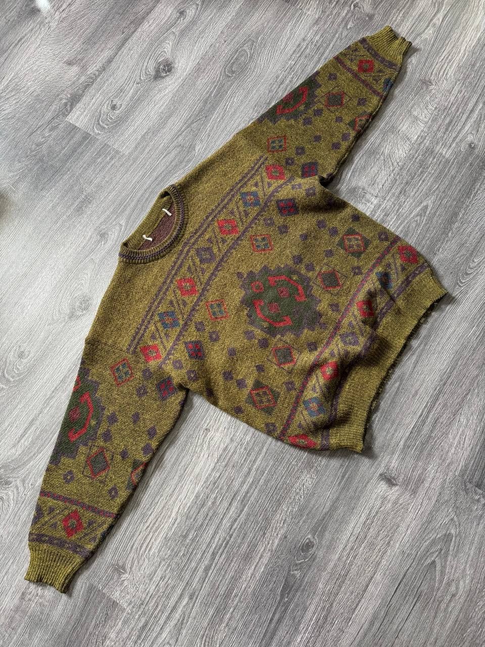 Vintage Vintage 90s Aztec Tribal Knit Mohair Sweater Boxy Cropped Size US M / EU 48-50 / 2 - 3 Thumbnail