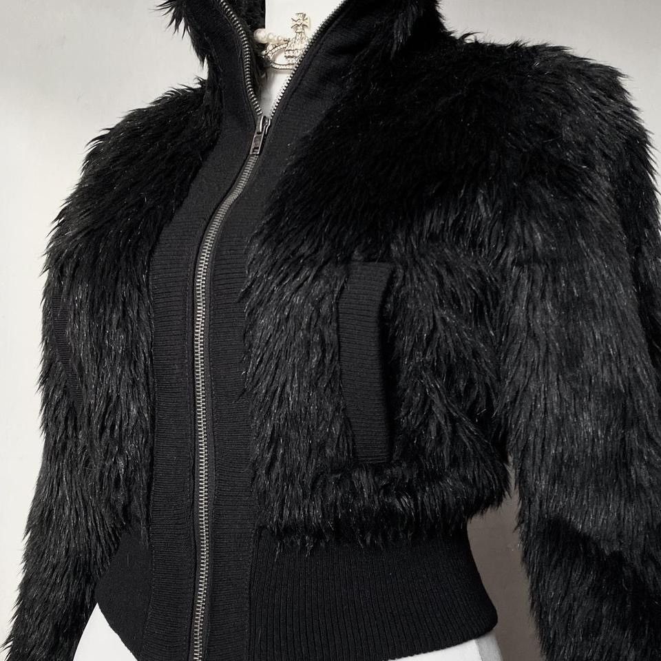 Vintage Avant - Garde faux fur fitted hoodie jacket Size S / US 4 / IT 40 - 3 Thumbnail