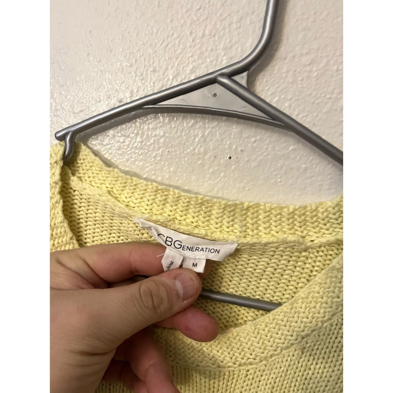 Bcbgmaxazria BCBGMAXAZRIA Sweater Open-Knit Yellow Size M Medium Knit Style Pullover Women's Open Knit Stitch Size M / US 6-8 / IT 42-44 - 2 Thumbnail