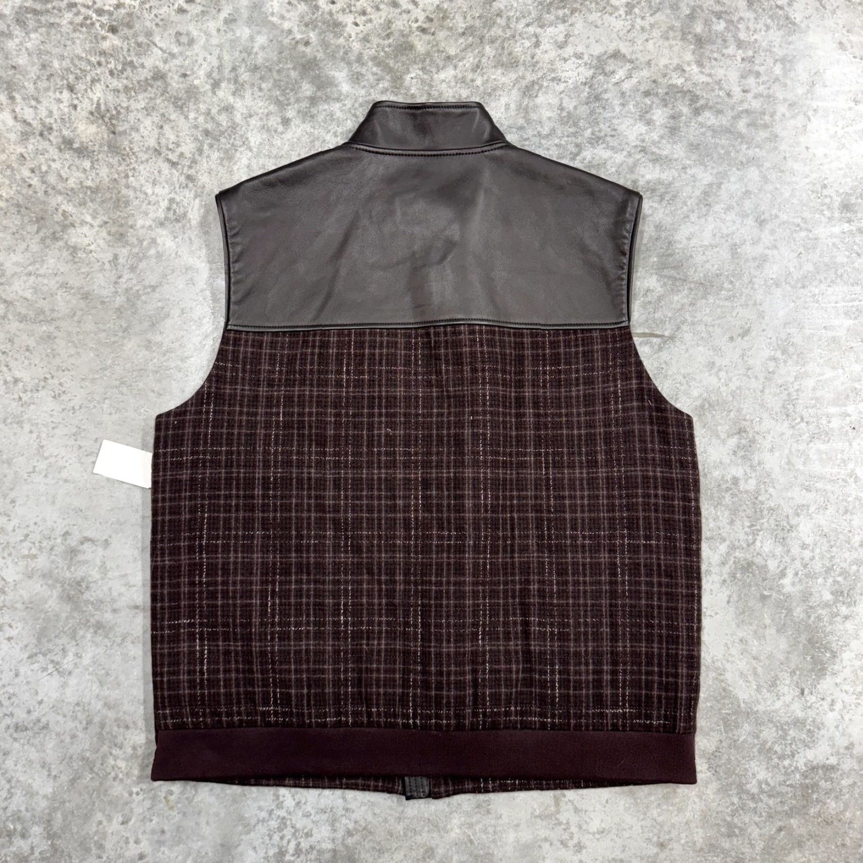Robert Graham Robert Graham Vest Mens XL Burgundy Winston Woven Full Zip Plaid Check Tweed Wool Mock Neck Casual Varsity Jacket Women? Size US XL / EU 56 / 4 - 7 Thumbnail