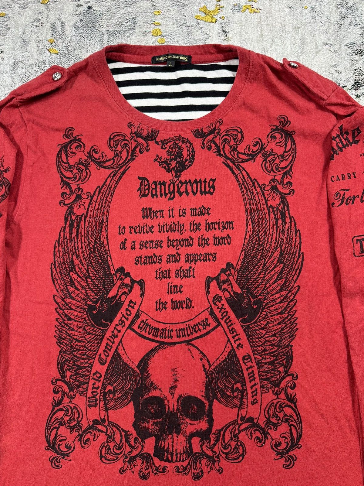 Hysteric Glamour DANGEROUS WARNING CRAZY SKULL WING POEM IFSIX LGB PUNK STYLE Size US M / EU 48-50 / 2 - 4 Thumbnail