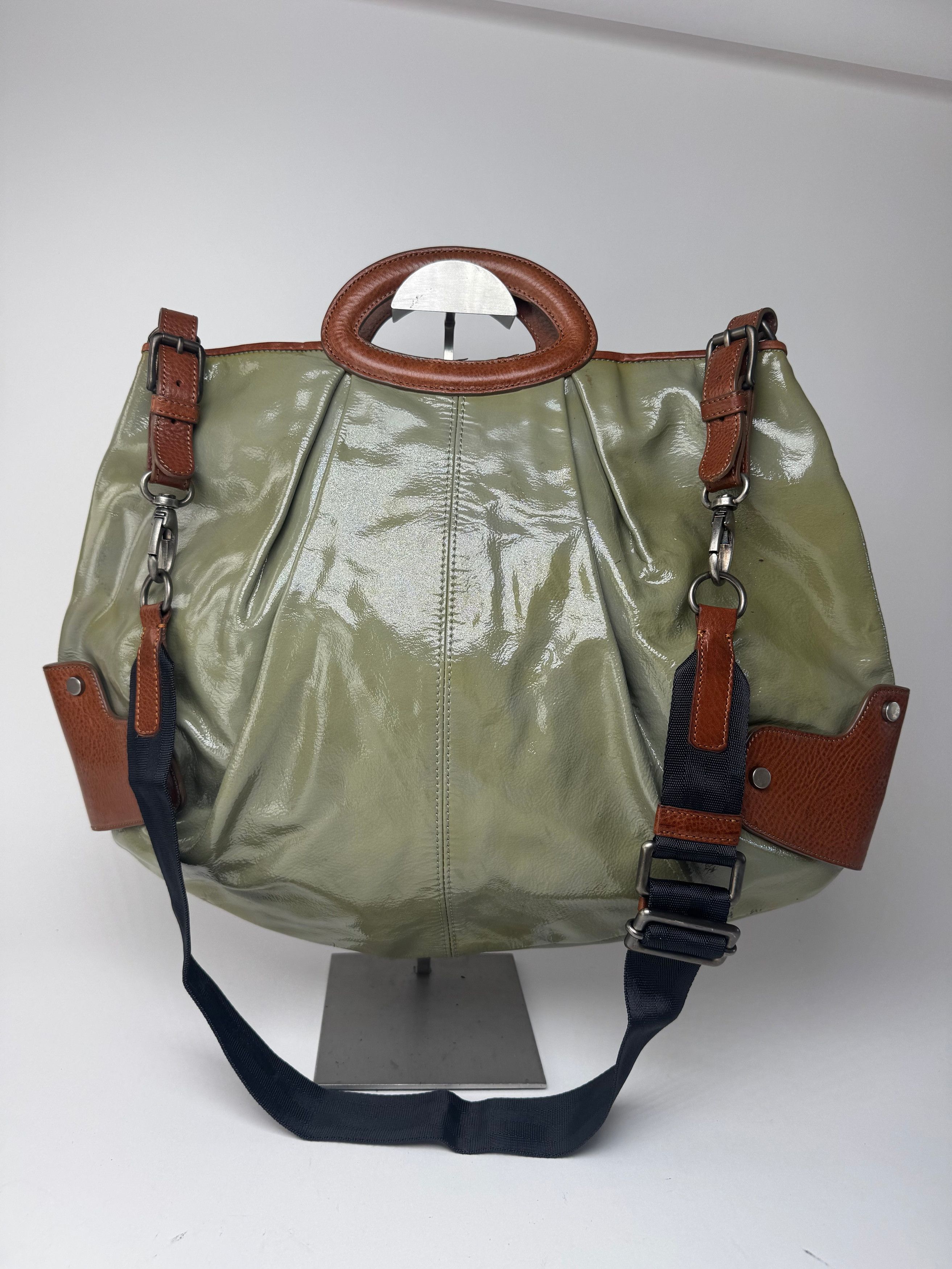 Vintage Marni 2Way Patent Leather bag green brown