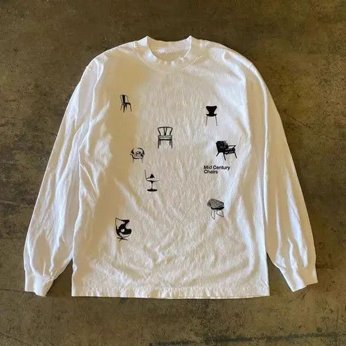 Japanese Brand White street retro chair pattern long sleeve t-shirt Size US L / EU 52-54 / 3 - 5 Thumbnail