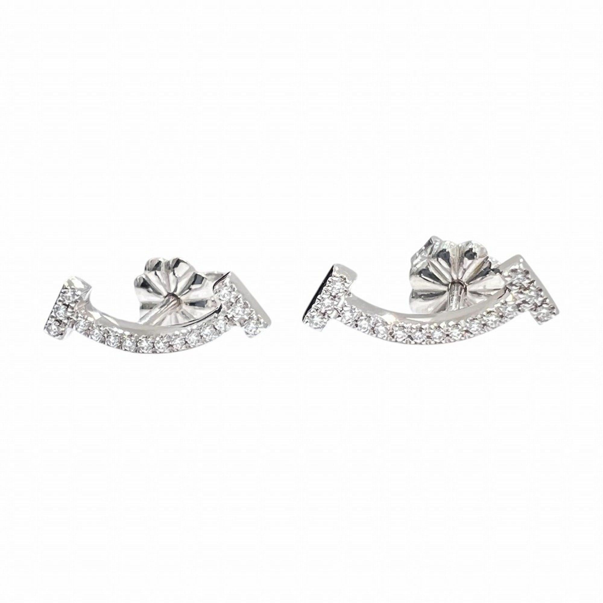 Tiffany & Co. TIFFANY&Co. Tiffany T Smile Mini Earrings, Diamond, 18K White Gold, T-motif, Men's & Women's. Size ONE SIZE - 1 Thumbnail