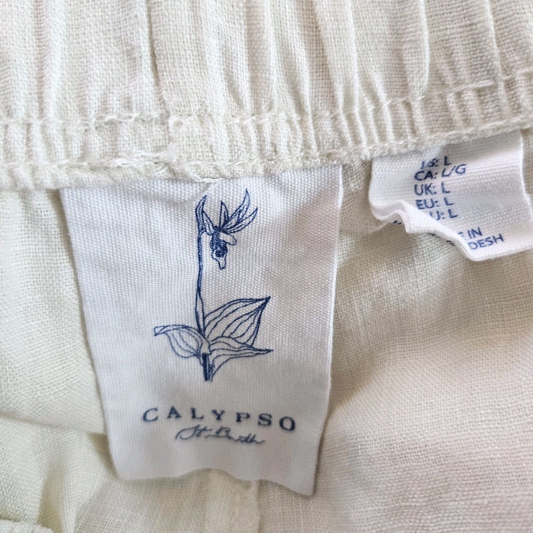 Vintage Calypso St Barth Womens Cropped Linen Pants L Ivory High Rise Wide-Leg Size 36" / US 14 / IT 50 - 8 Thumbnail