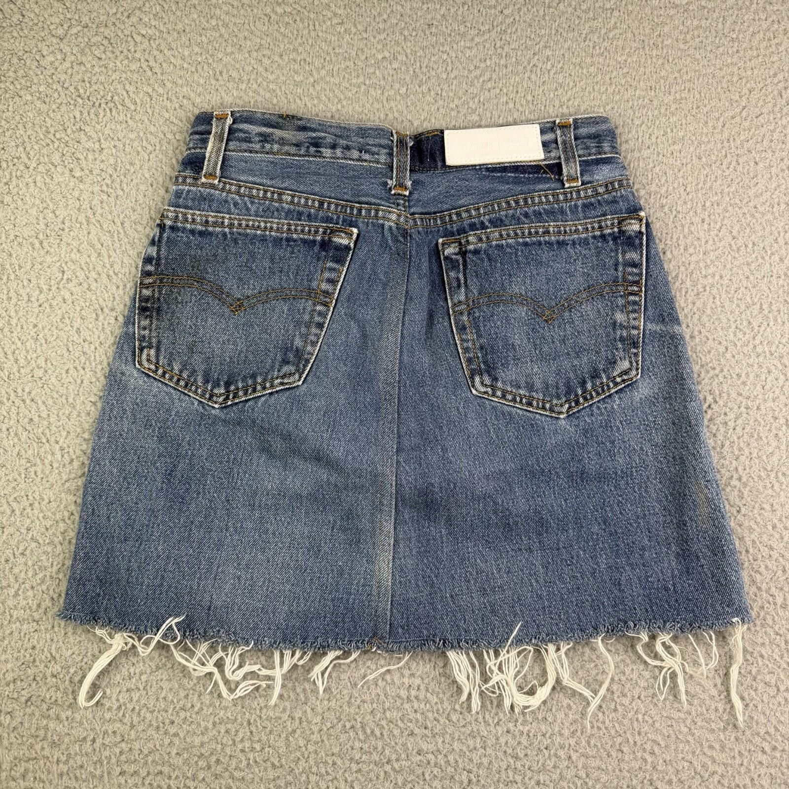 Other RE/DONE Levi's Blue Denim Skirt Raw Hem Sz 25 Button Fly Size 26" / US 2 / IT 38 - 8 Thumbnail