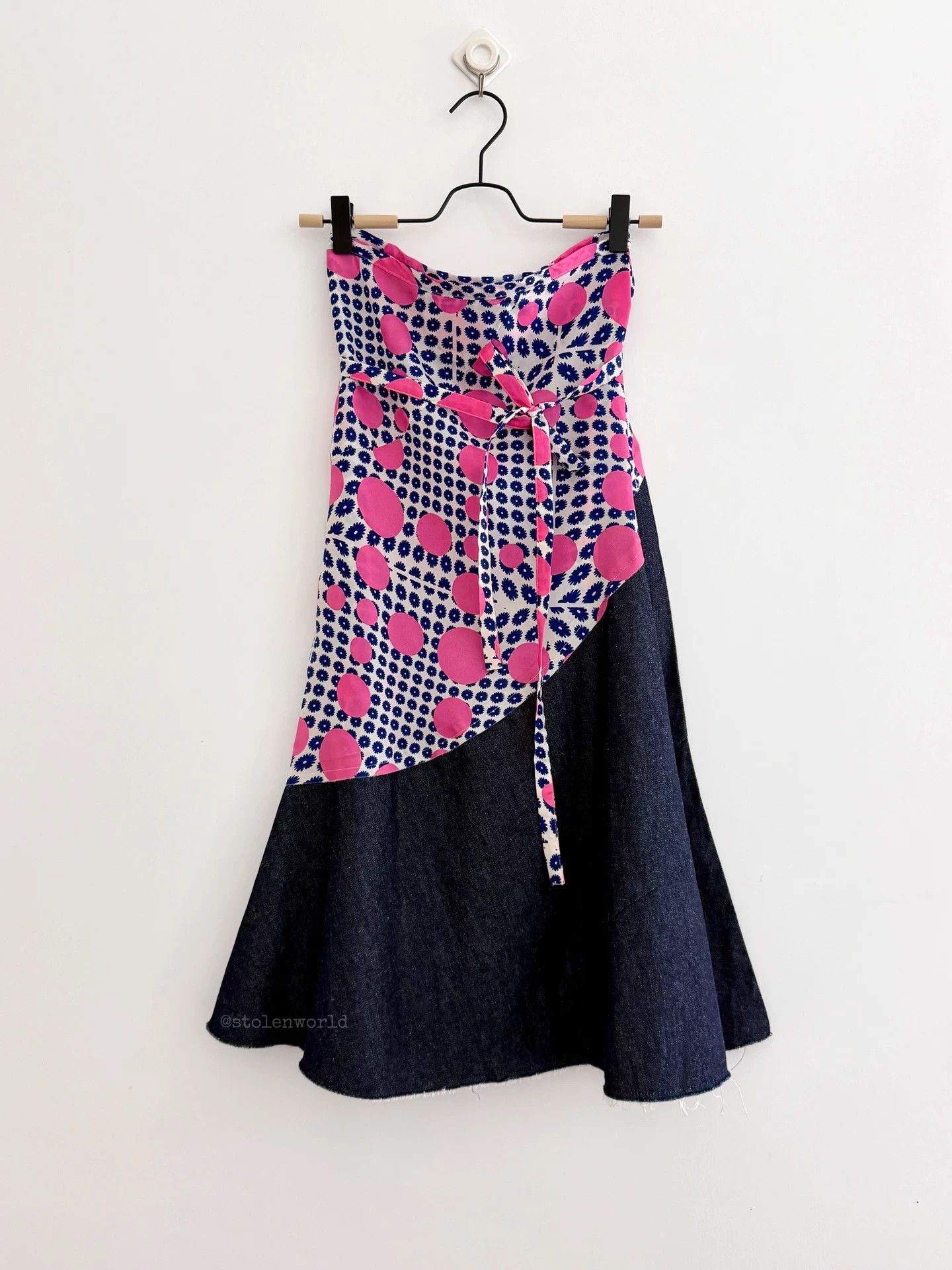 Comme des Garcons CDG 2001 SS Polkadot Silk Denim Wrap Skirt Free size Size 26" / US 2 / IT 38 - 1 Thumbnail