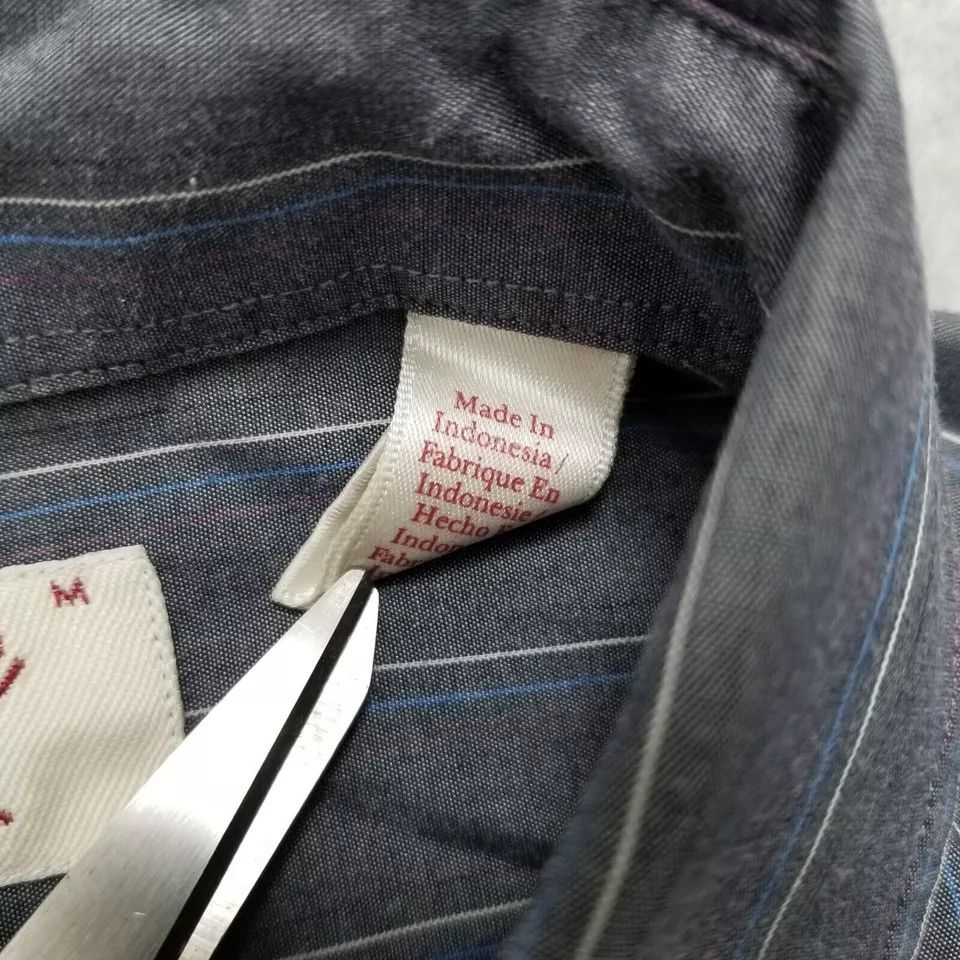 Original Penguin Penguin Shirt Mens Medium Gray Striped Casual Button Down Size US M / EU 48-50 / 2 - 5 Thumbnail