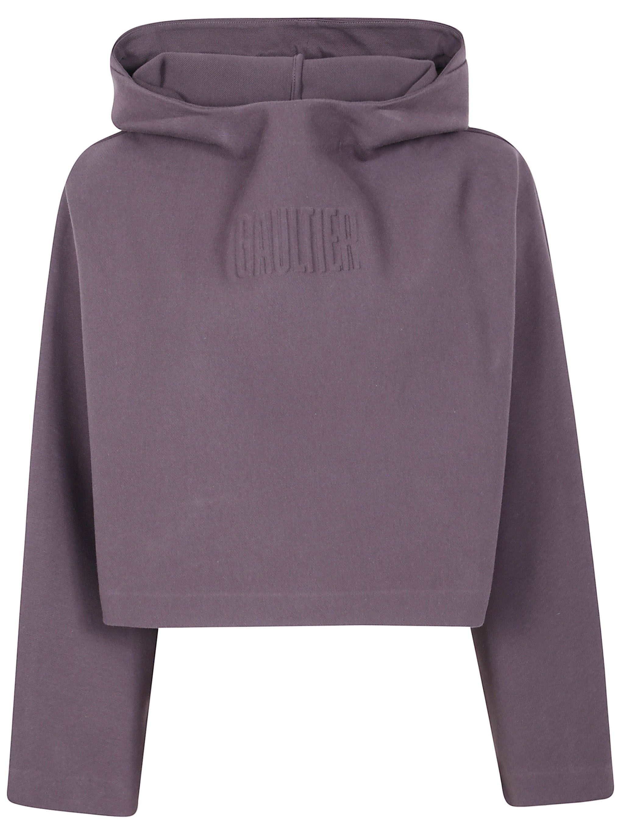 BONDED COTTON CROPPED BAT SLEEVES HOODIE WITH 