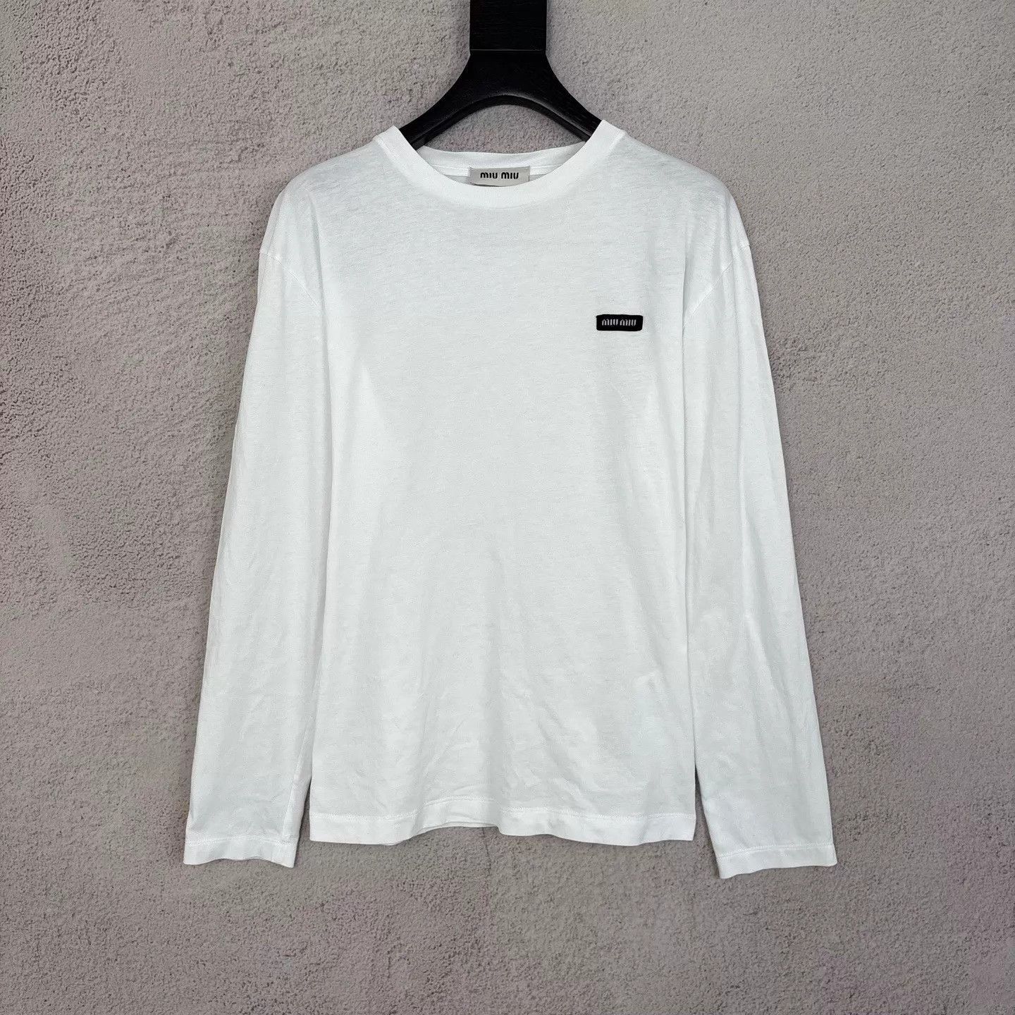 Miu Miu White Long-Sleeve Crewneck Shirt Size US M / EU 48-50 / 2 - 1 Thumbnail