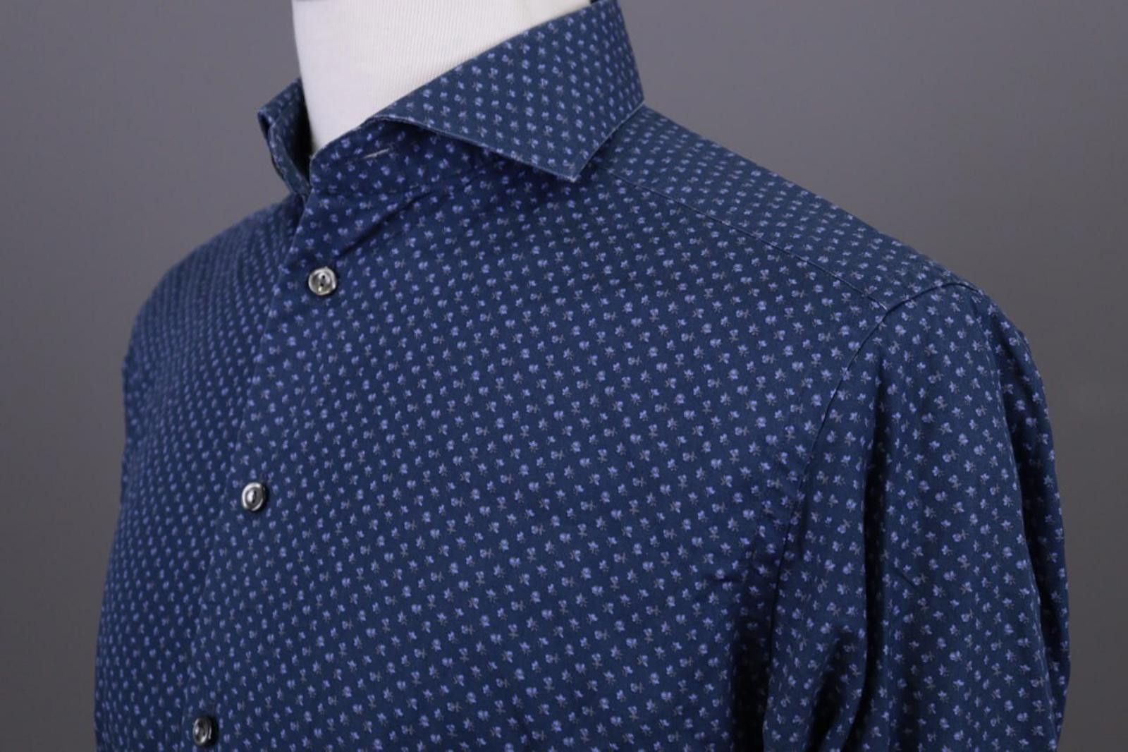 Eton Eton Slim Blue Luxury Floral Button Down Shirt Size 41 / 16 Size US M / EU 48-50 / 2 - 7 Thumbnail