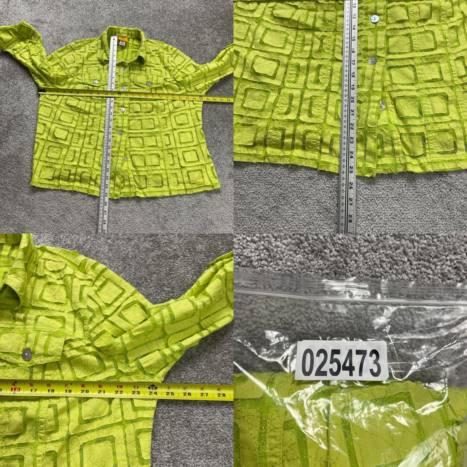 Vintage Ruby Rd. Sheer Button Down Blouse Womens 18W Yellow Lime Long Sleeve Lace Casual Shirt Adult Regular Size XXL / US 16-18 / IT 52-54 - 8 Thumbnail