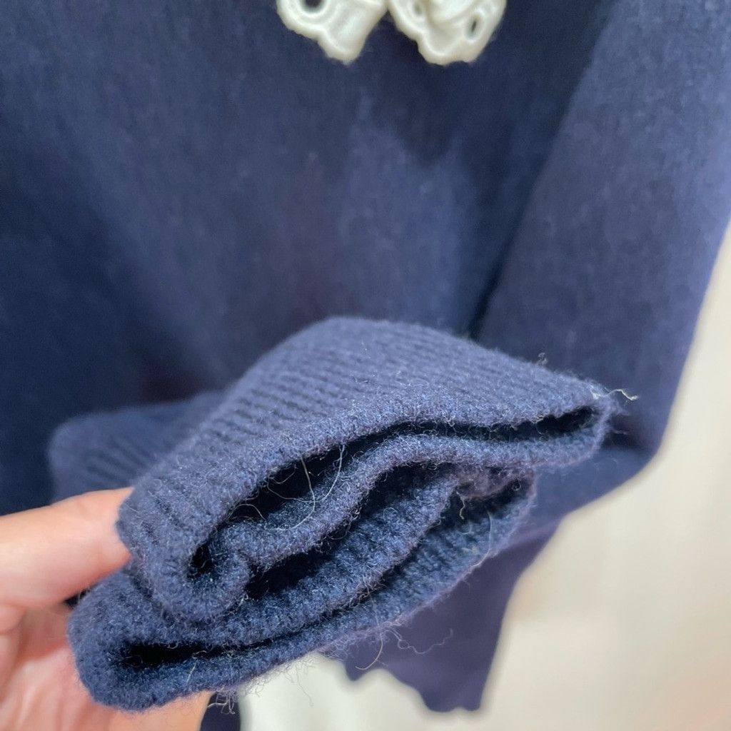 Sandro Sandro Sivane Navy Wool Pilgrim Collar Sweater Size 2(S) Size S / US 4 / IT 40 - 8 Thumbnail