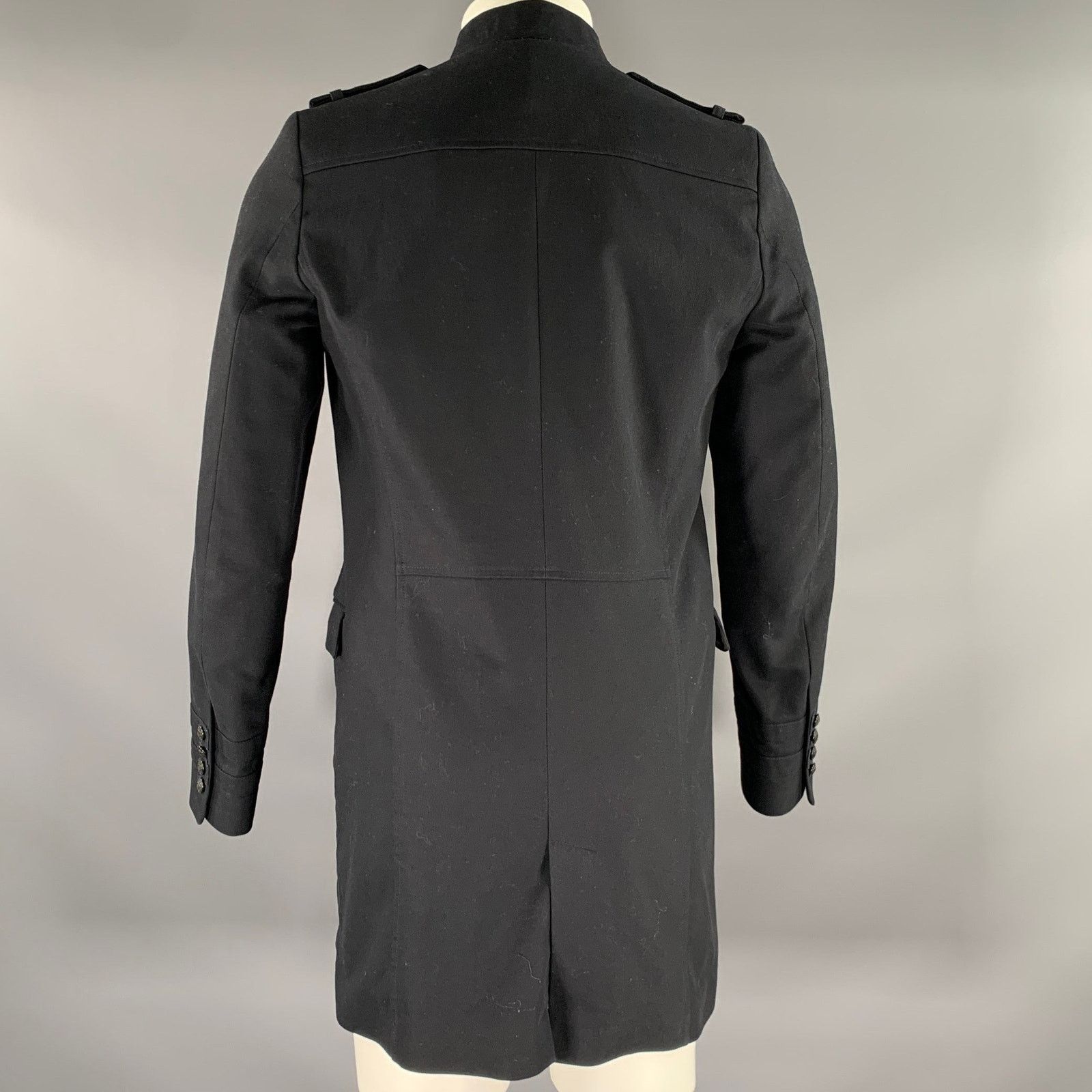 The Kooples THE KOOPLES Size 38 Black Solid Cotton Military Coat Size US M / EU 48-50 / 2 - 3 Thumbnail