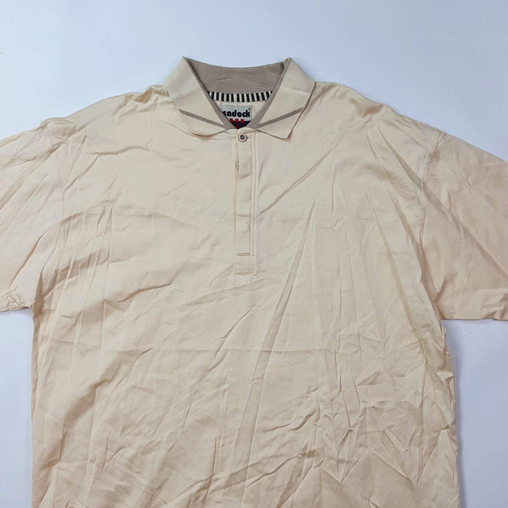 Vintage VINTAGE Jamie Sadock Polo Shirt Men L Ivory Cotton Knit Short Sleeve Collared Button Casual 90s Retro Golf Tennis Sports Outdoor Size US L / EU 52-54 / 3 - 2 Thumbnail