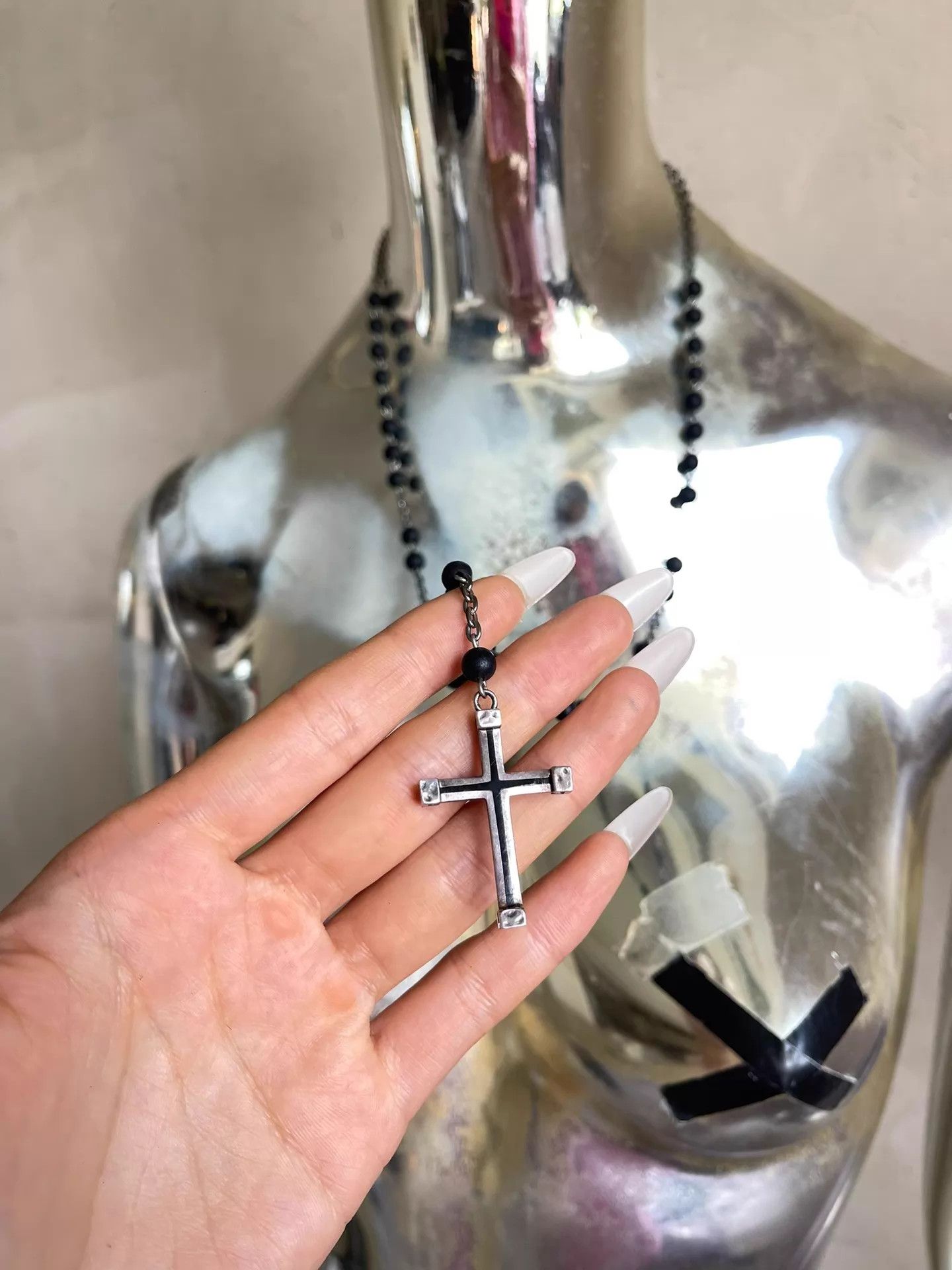 Tornado Mart Tornado mart Jpn Vintage Punk 925 Silver Crossbead Chain Size ONE SIZE - 2 Thumbnail