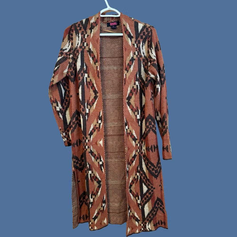 Vintage VINTAGE Rock & Roll Cowgirl Cardigan Long Sleeve Womens Large Aztec Duster Open Front Size L / US 10 / IT 46 - 1 Thumbnail